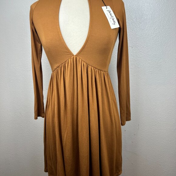 NWT RACHEL PALLY Lianne Mustard Cut Out Keyhole Long Sleeve Dress Size XS - Picture 8 of 10